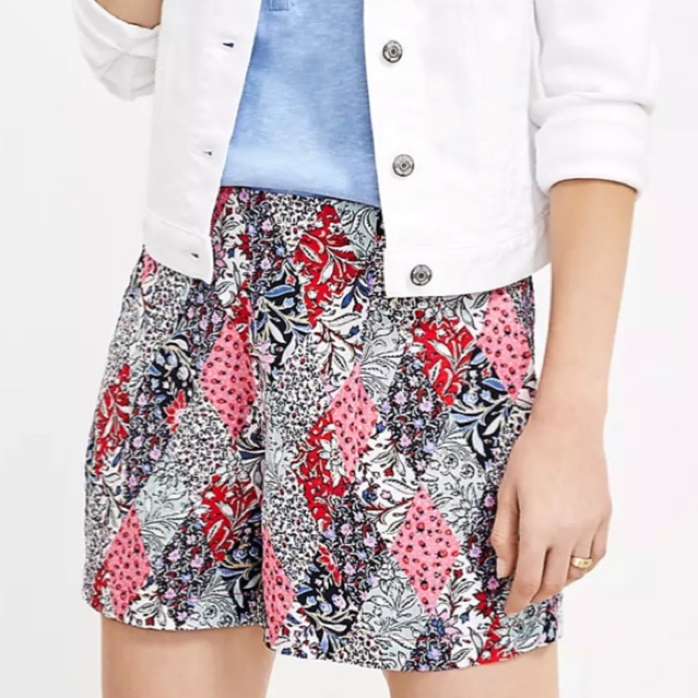 Loft Pleated Pull On Shorts In Patchwork Bloom - image 3